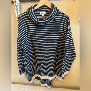 &Merci Striped Cowl Neck Sweater